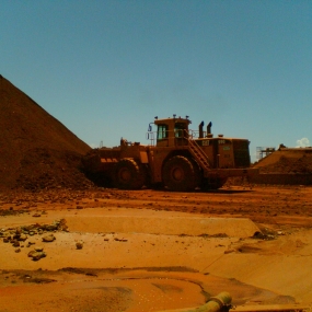 Heavy-equipment-undertaking-stock-pile-maintenance-